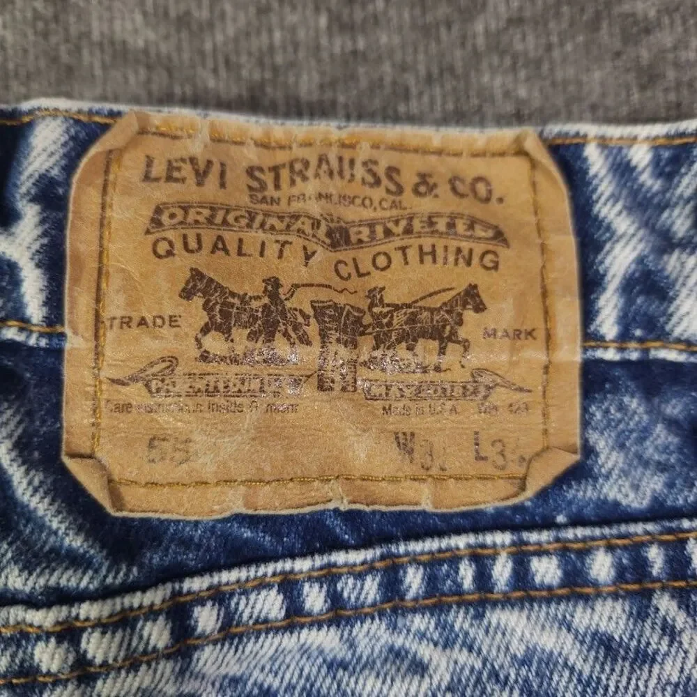 Vintage Levis 550 Acid Wash Jeans USA Made Orange Tab (Tag 31x34) Real 28x33 80s